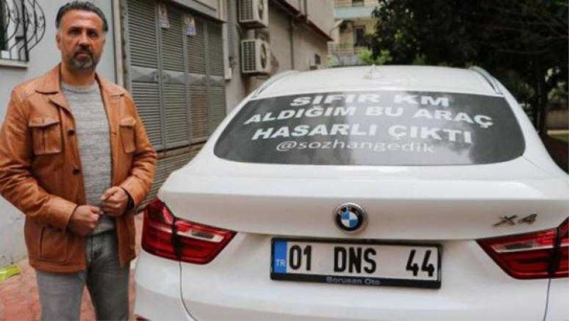 Sıfır kilometre aldığı lüks cip hasarlı çıktı, arkasına astığı yazıyla Türkiye