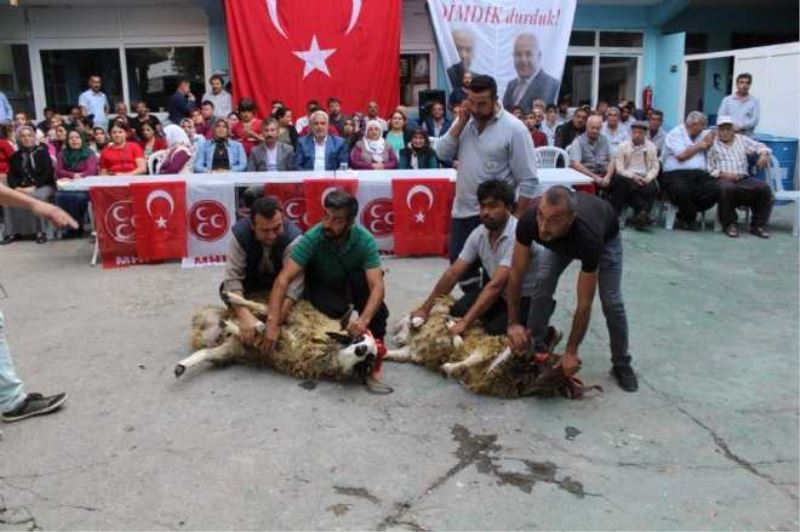 Fekede çifte kurban kesildi, şükür duaları edildi