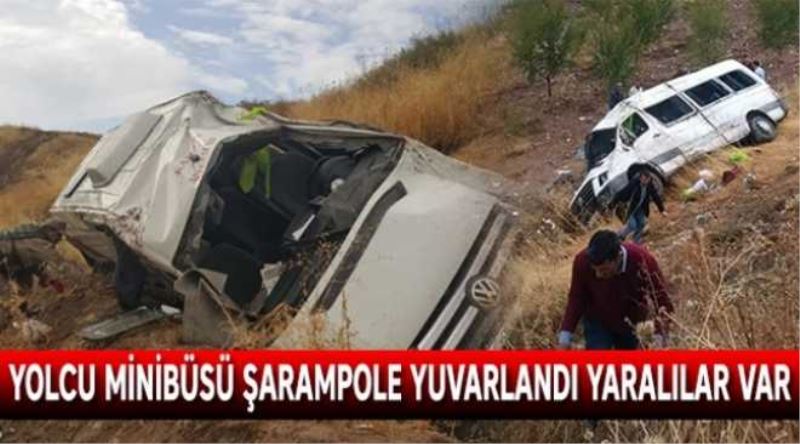 Yolcu minibüsü şarampole yuvarlandı yaralılar var