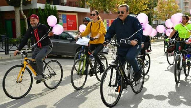 Başkan Çetin, şiddete karşı pedal çevirdi...
